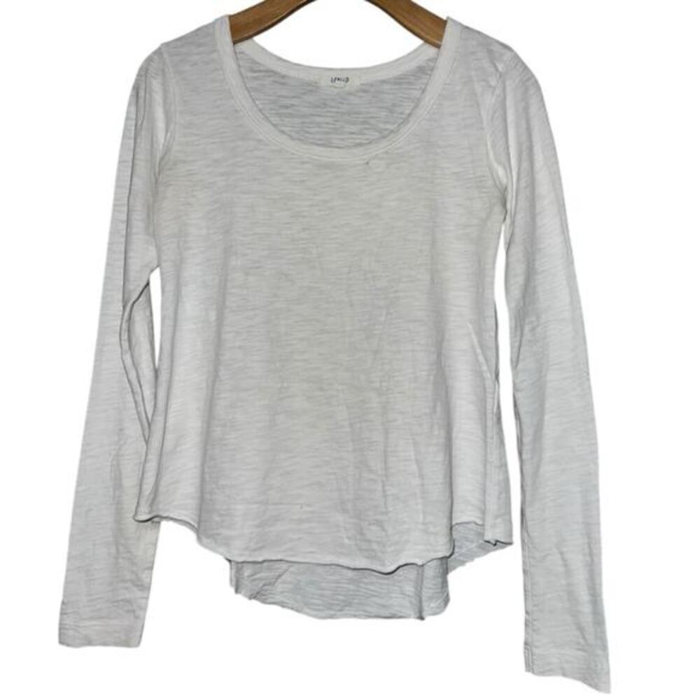 Leallo Women’s Size XS White Cotton Long Sleeve Scoopneck Tee T-Shirt